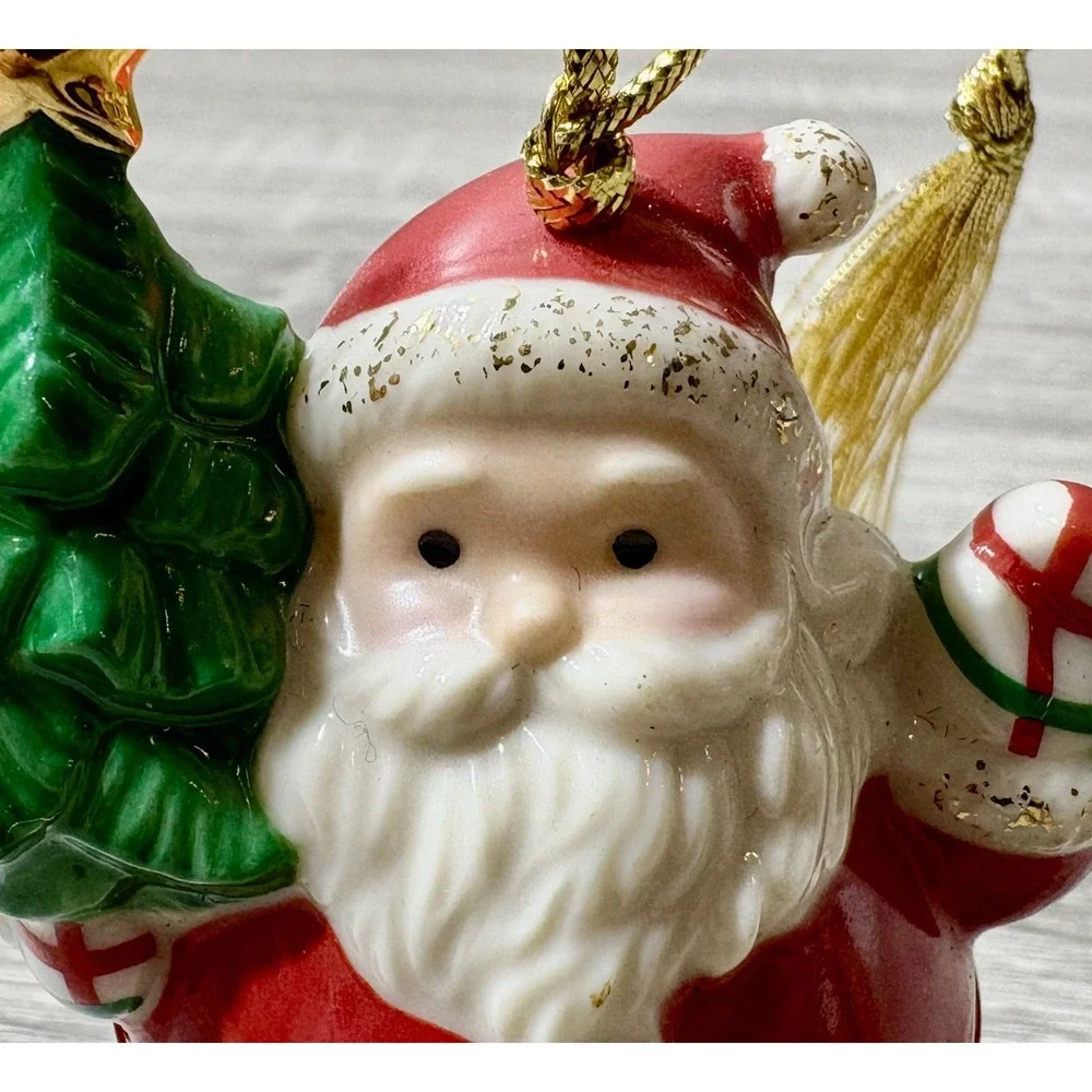 Lenox Treasures Santa Trinket Box. Lenox Treasures Christmas Ornament. EUC.